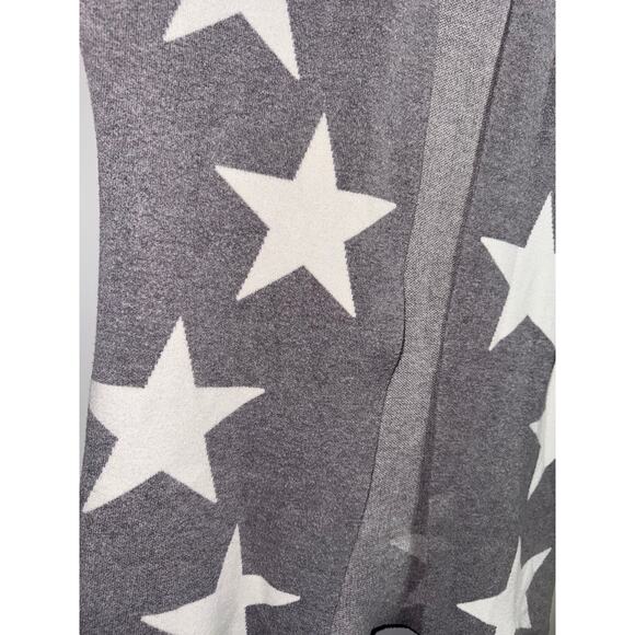 Sioni Gray Star Print Open Front Hooded Cardigan | Size Medium - Picture 2 of 5